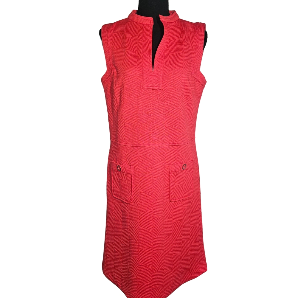 Tommy Hilfiger Red Sleeveless Sheath Dress Mock Neck